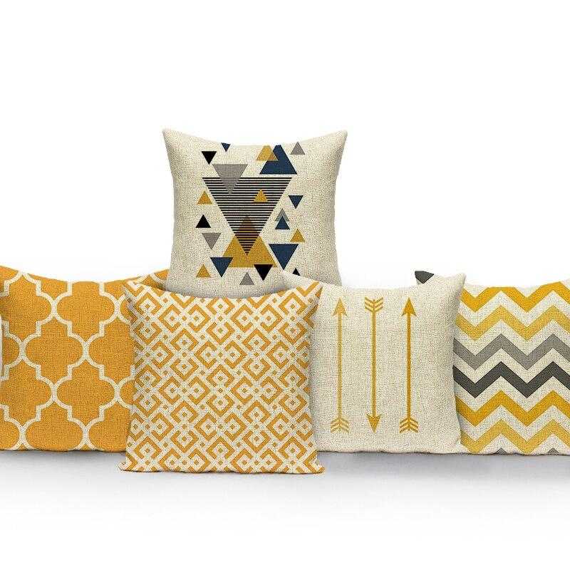 22375 93c372 Nordic Simple Cushions Case Yellow Stripe Home Decorative Pillow Cases Line Cushion Covers Pillows Covers Sofa Bed Cushion Cover